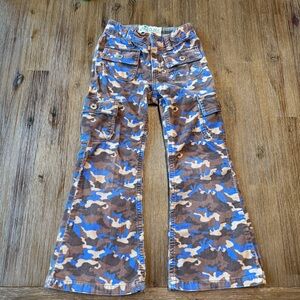 3/20$ Place Girls Brown and Blue Camouflage Flare Pants size 5